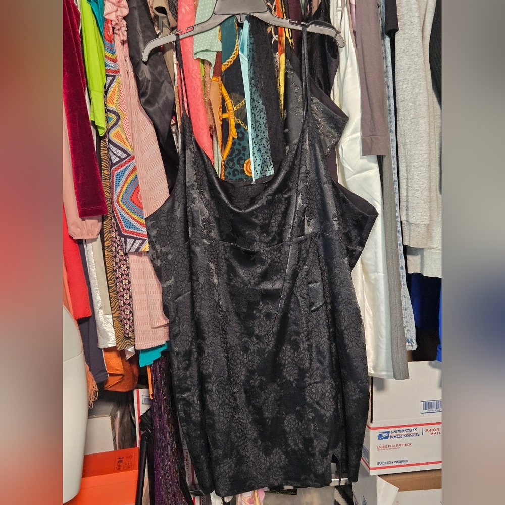 wild fable Black Floral Strapless Jacquard Dress